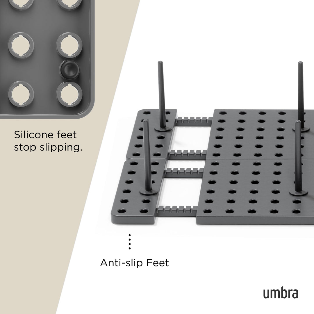 Umbra Peggy Drawer Organizer Tray, Adjustable Peg System, Medium, Dark Grey
