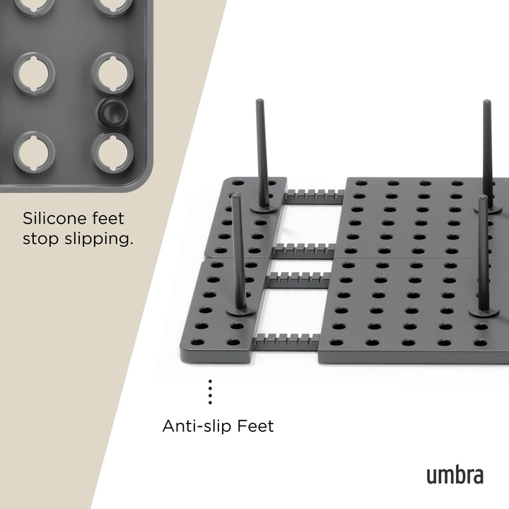 Umbra Peggy Drawer Organizer Tray, Adjustable Peg System, Medium, Dark Grey