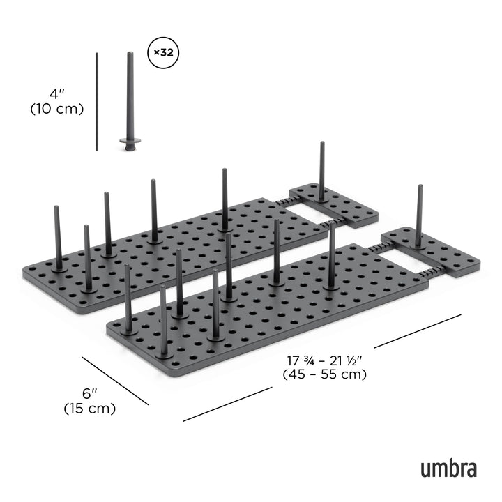 Umbra Peggy Drawer Organizer Tray, Adjustable Peg System, Medium, Dark Grey