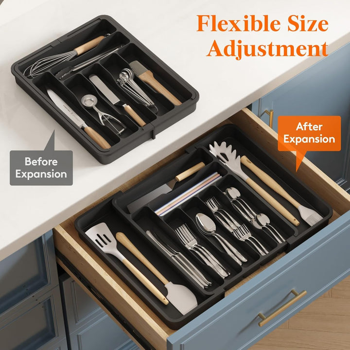Lifewit Extendable Cutlery Drawer Organiser, 7-9 Compartments, 30-50 x 38cm