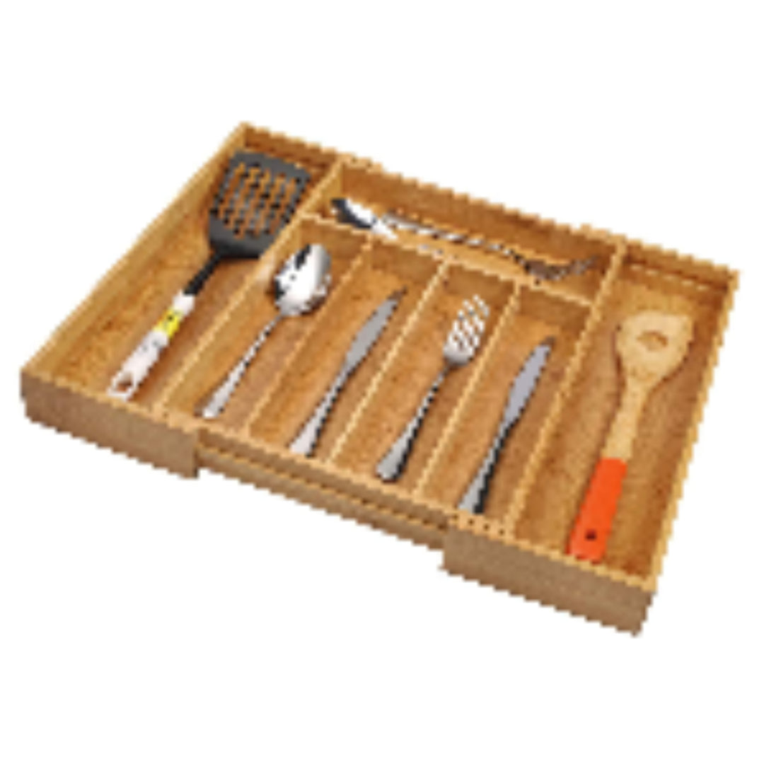Utoplike Cutlery Drawer Organiser, Extendable Bamboo Cutlery Tray 5-7 Slots