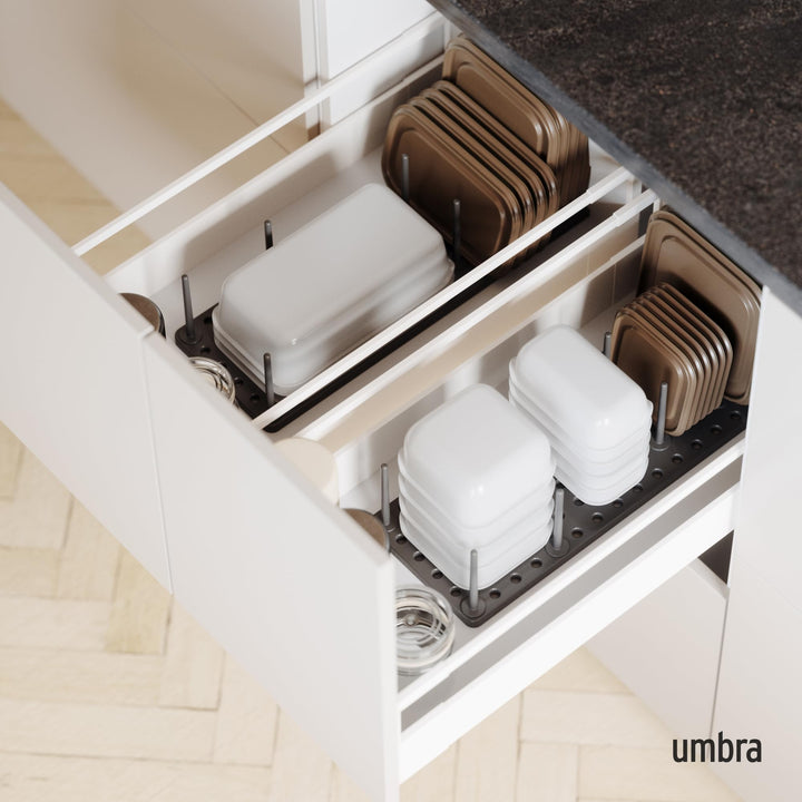 Umbra Peggy Drawer Organizer Tray, Adjustable Peg System, Medium, Dark Grey