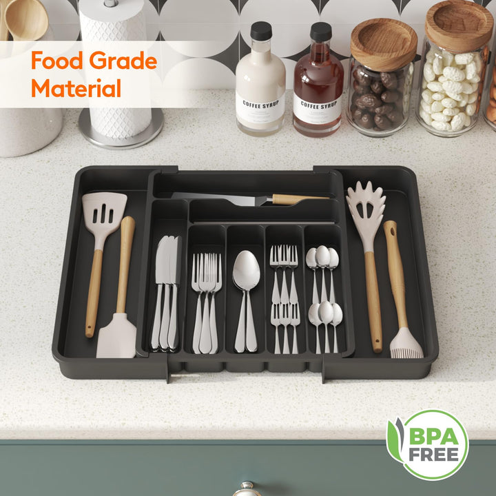 Lifewit Extendable Cutlery Drawer Organiser, 7-9 Compartments, 30-50 x 38cm