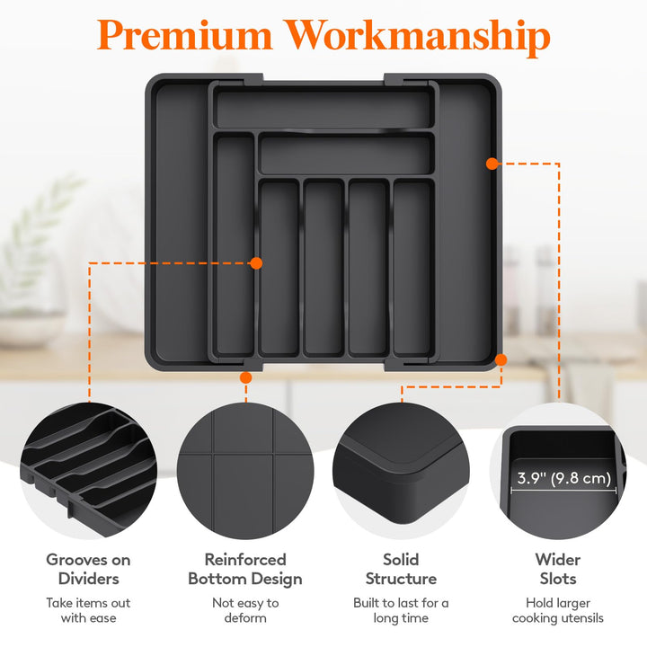 Lifewit Extendable Cutlery Drawer Organiser, 7-9 Compartments, 30-50 x 38cm