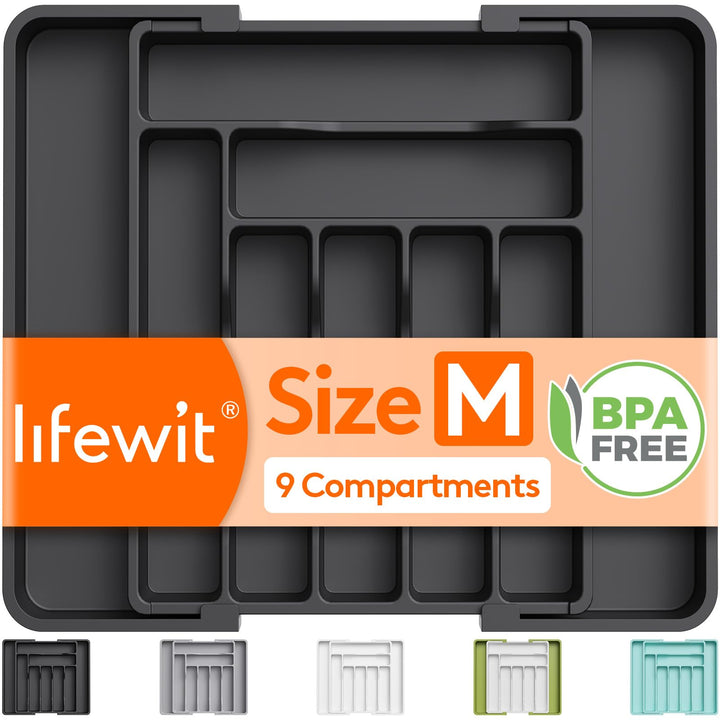 Lifewit Extendable Cutlery Drawer Organiser, 7-9 Compartments, 30-50 x 38cm