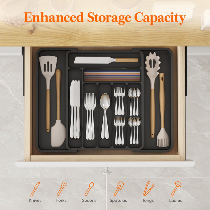 Lifewit Extendable Cutlery Drawer Organiser, 7-9 Compartments, 30-50 x 38cm